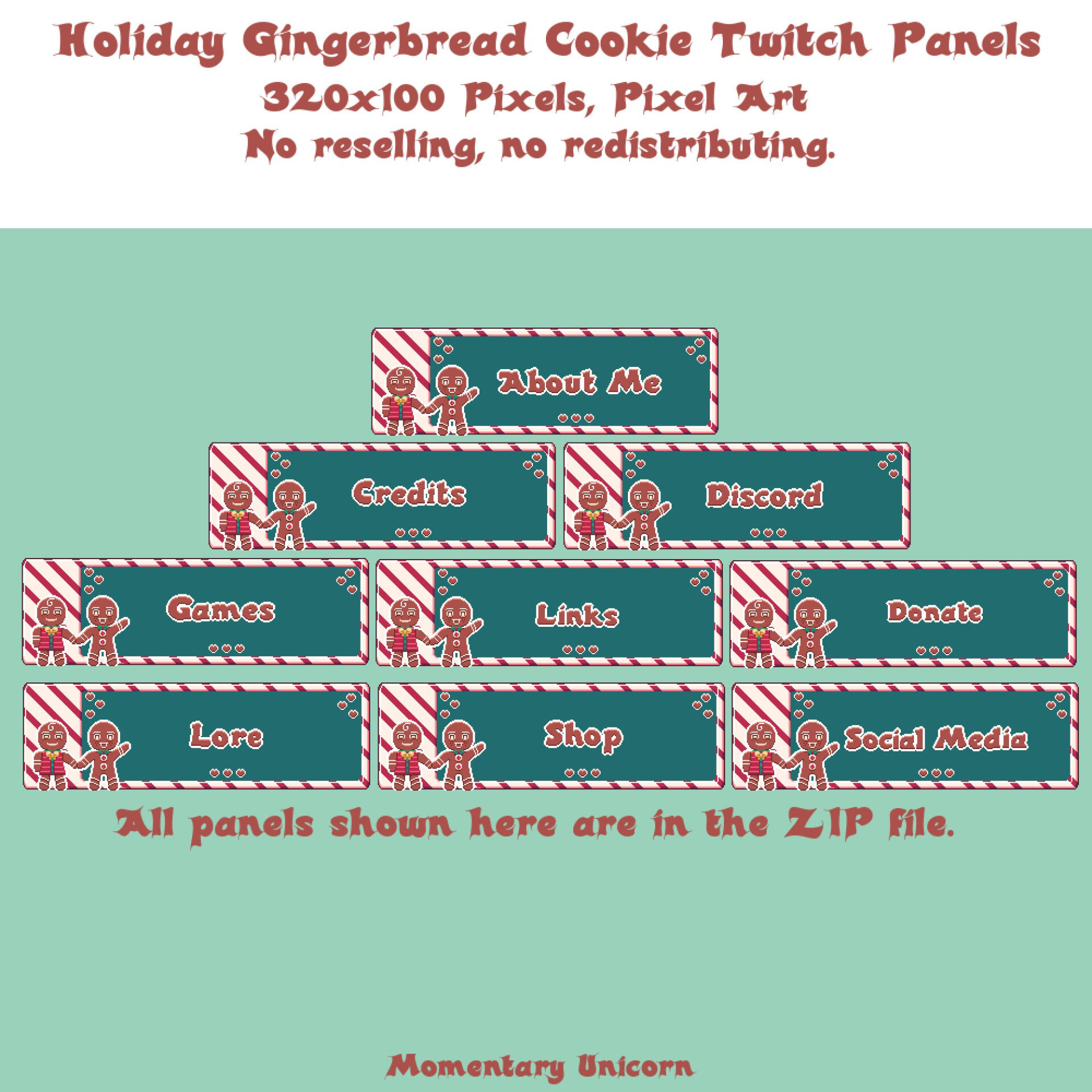 Holiday Gingerbread Twitch Panels