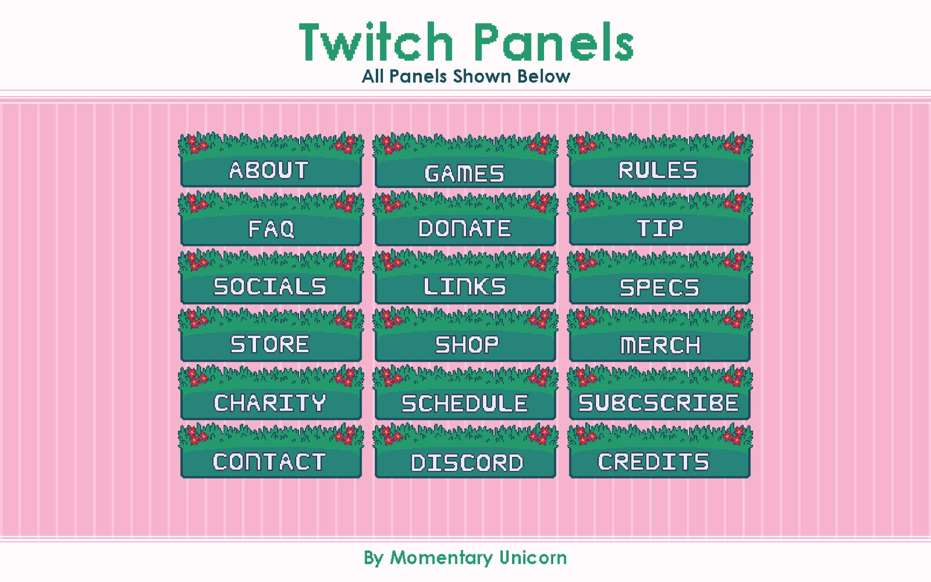 Green Grassy Twitch Panels