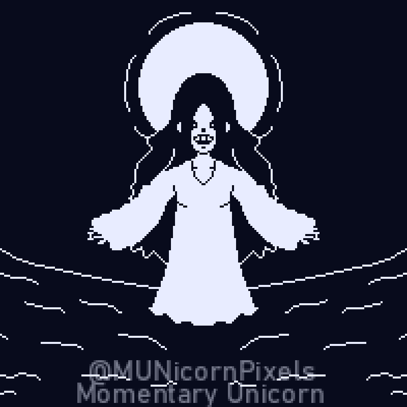 A floating ghost woman with a skull-like face. Her mouth opens and shuts as if she is trying to tell you something.